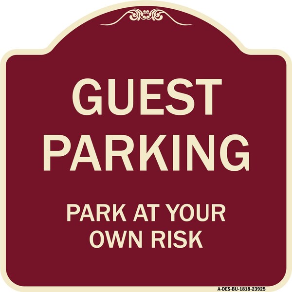 Designer Series Sign-Guest Parking, Burgundy Heavy-Gauge Aluminum Sign, 18" x 18", BU-1818-23925